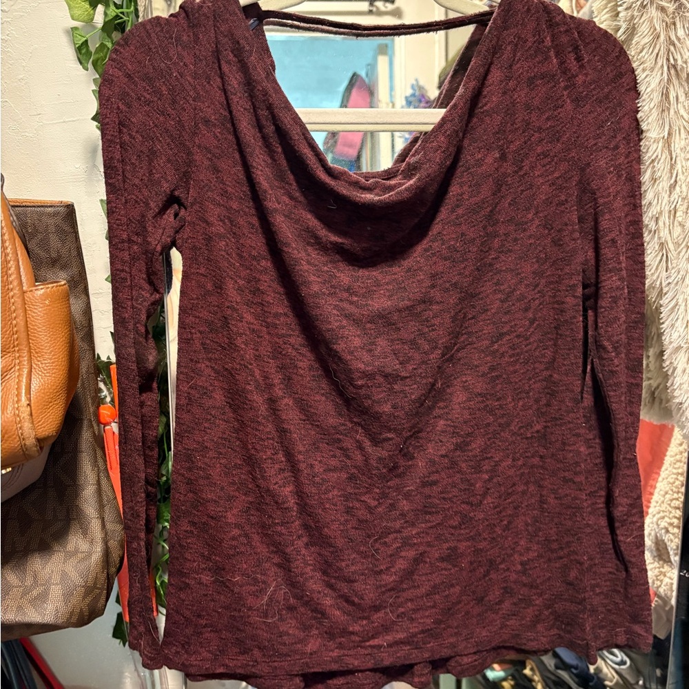 American Eagle Outfitters Maroon Long Sleeve Blouse